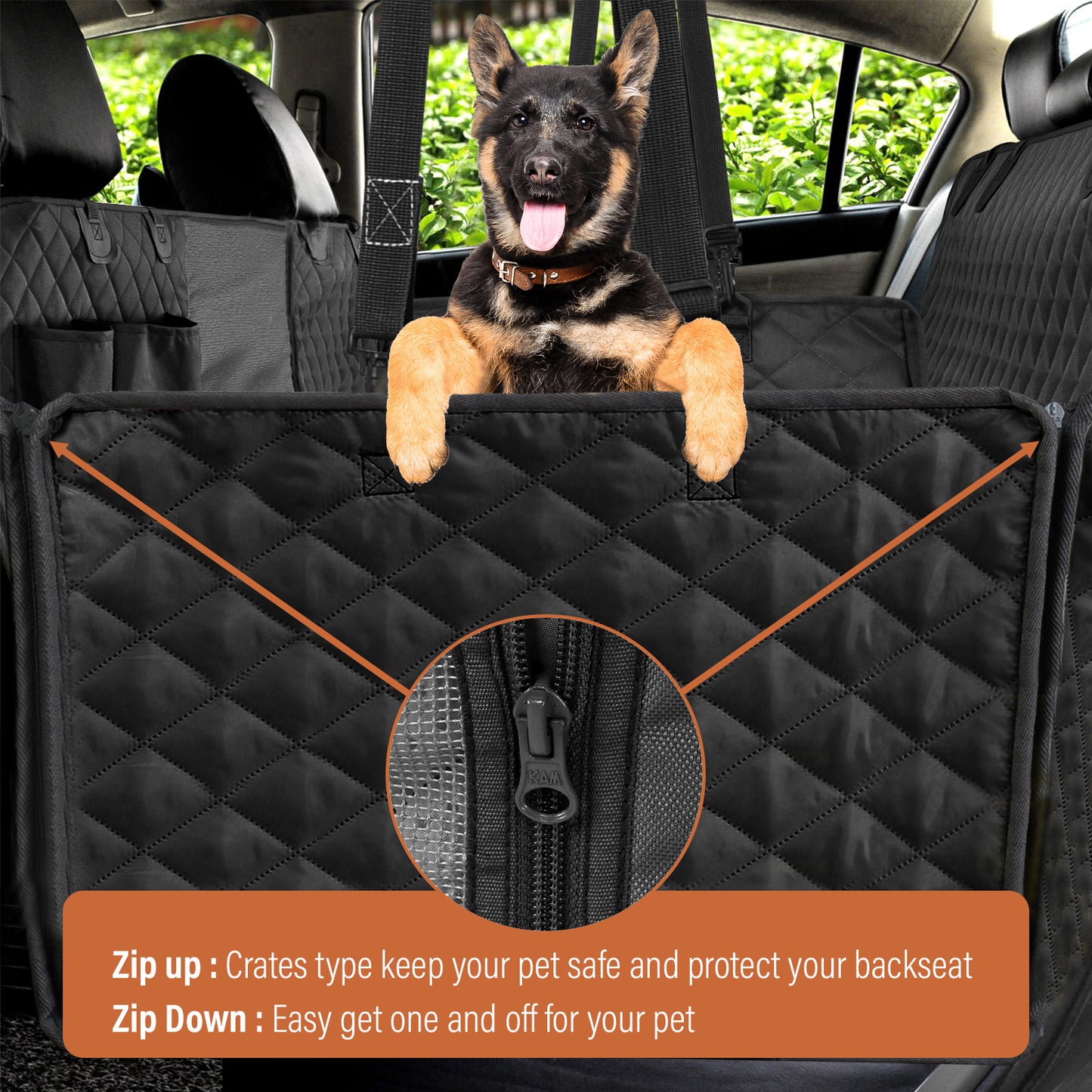 Premium Dog Rear Car Seat Cover +Free Seat Belt Strap